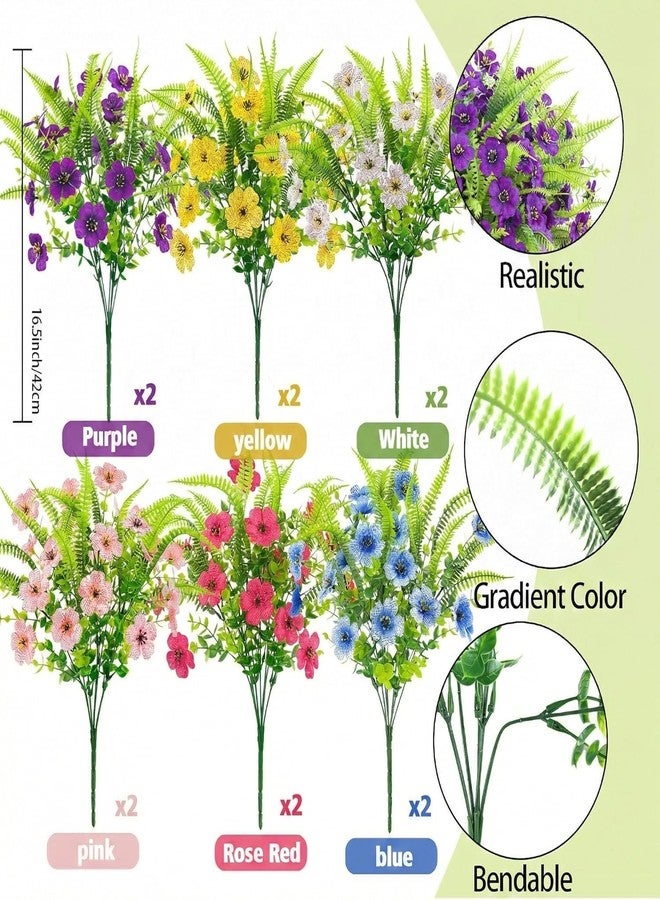 ATTGREAT Artificial Flowers for Outdoors UV Resistant Faux Plants Outside Fake Plastic Flower Bulk Realistic Artificial Fern Greenery for Garden Patio Planter Summer Home Decor, 12 Bundle (Multicolor) - Image 2
