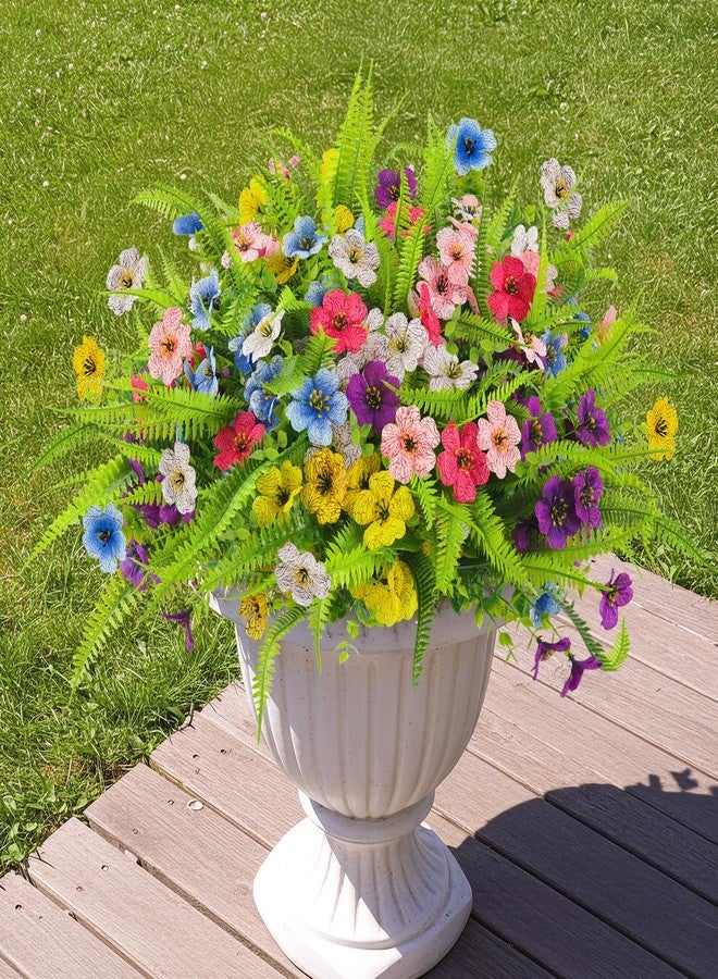 ATTGREAT Artificial Flowers for Outdoors UV Resistant Faux Plants Outside Fake Plastic Flower Bulk Realistic Artificial Fern Greenery for Garden Patio Planter Summer Home Decor, 12 Bundle (Multicolor) - Image 3