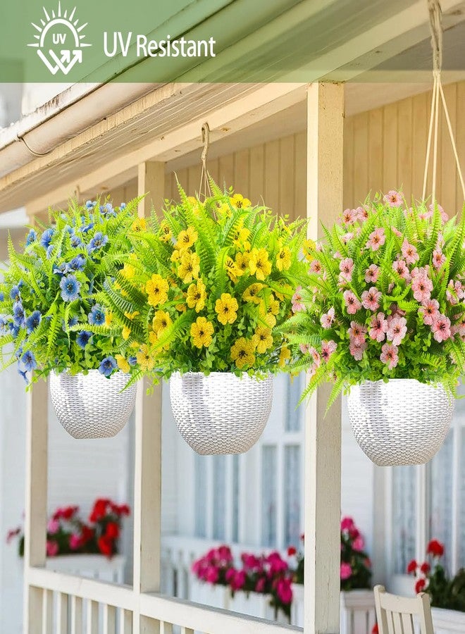 ATTGREAT Artificial Flowers for Outdoors UV Resistant Faux Plants Outside Fake Plastic Flower Bulk Realistic Artificial Fern Greenery for Garden Patio Planter Summer Home Decor, 12 Bundle (Multicolor) - Image 4