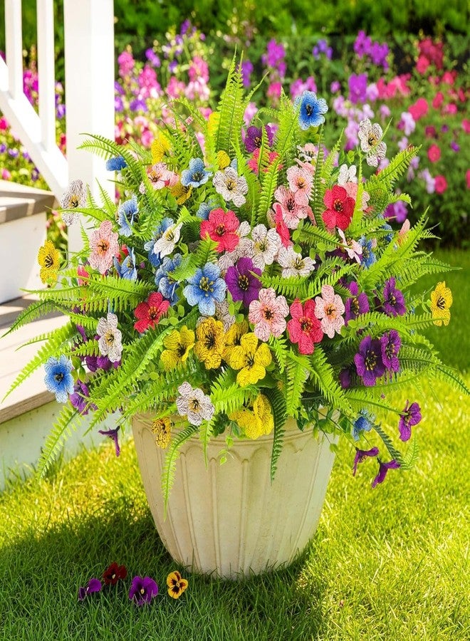 ATTGREAT Artificial Flowers for Outdoors UV Resistant Faux Plants Outside Fake Plastic Flower Bulk Realistic Artificial Fern Greenery for Garden Patio Planter Summer Home Decor, 12 Bundle (Multicolor) - Image 1