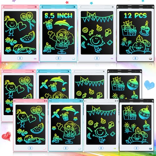 Tinlade 12 Pack LCD Writing Tablets 85 Inch Bulk Colorful Doodle Board Board Erasable Electronic Painting Drawing Pads Learning Toy Gifts for Boys GirlsPink Blue White Black - Image 1
