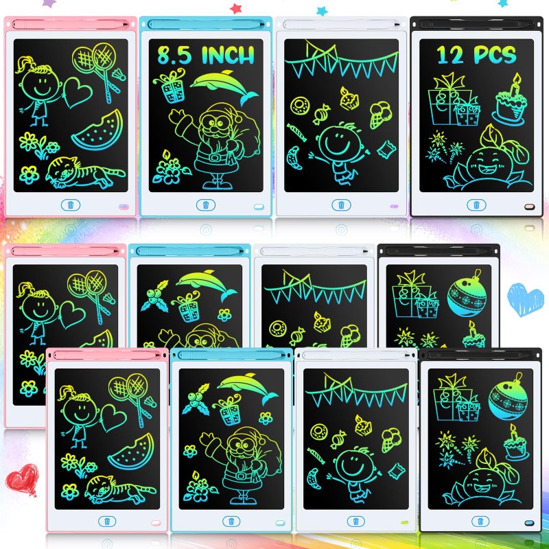 Tinlade 12 Pack LCD Writing Tablets 85 Inch Bulk Colorful Doodle Board Board Erasable Electronic Painting Drawing Pads Learning Toy Gifts for Boys GirlsPink Blue White Black - Image 2