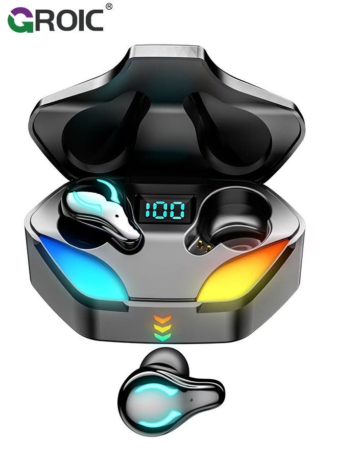 GROIC Wireless Earphones, Bluetooth Earphones 5.1, Waterproof Noise Reduction Cvc8.0 Low Latency Stereo, Sports With Microphone  - Image 1