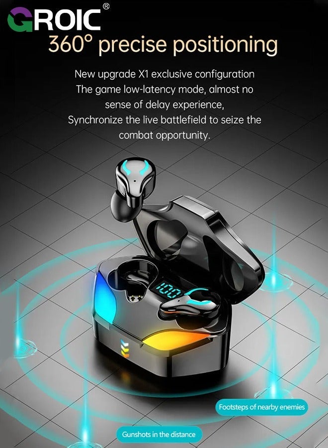 GROIC Wireless Earphones, Bluetooth Earphones 5.1, Waterproof Noise Reduction Cvc8.0 Low Latency Stereo, Sports With Microphone  - Image 3
