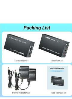 Generic HDMI Extender, 1080P HDMI Transmitter and Receiver Up to 60 Meters(196ft), HDMI Ethernet Sender Repeater Over Singal RJ45 Cat5e/Cat6/Cat7 Ethernet LAN Cable, HDMI to RJ45 and RJ45 to HDMI Transmitter  - Image 2