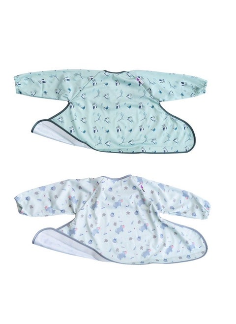 Tidy Tot ®™ Coverall Baby Weaning Bib for Bib & Tray Kit Twin Pack.2 Coverall Baby Feeding Bibs with Sleeves. Attaches to Tray.Catch All Sleeved Bibs.Baby Led Weaning Bibs for Baby.