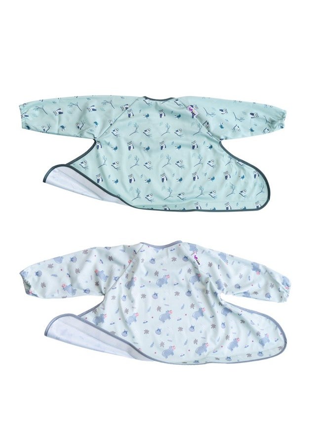 Tidy TOT - Tidy Tot ®™ Coverall Baby Weaning Bib for Bib & Tray Kit Twin Pack.2 Coverall Baby Feeding Bibs with Sleeves. Attaches to Tray.Catch All Sleeved Bibs.Baby Led Weaning Bibs for Baby. - Image 1