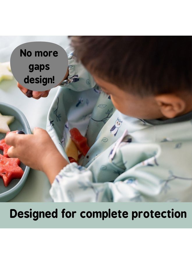 Tidy TOT - Tidy Tot ®™ Coverall Baby Weaning Bib for Bib & Tray Kit Twin Pack.2 Coverall Baby Feeding Bibs with Sleeves. Attaches to Tray.Catch All Sleeved Bibs.Baby Led Weaning Bibs for Baby. - Image 1