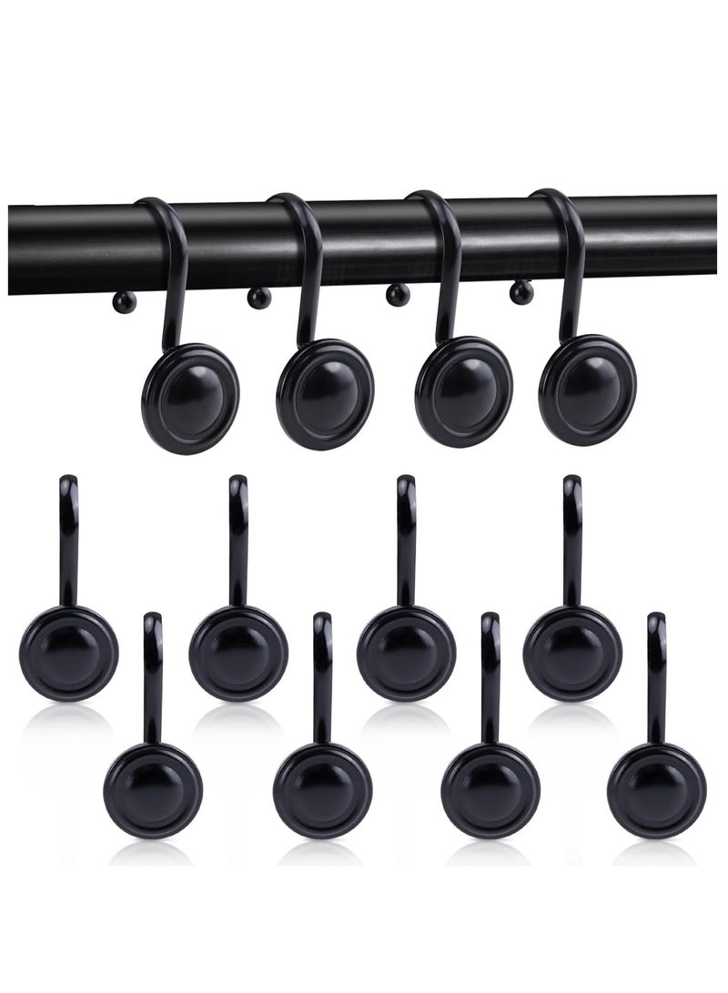 Bukela Black Shower Curtain Hooks Rust Proof, Metal Shower Hook Round, Vintage Shower Curtain Rings, Senior Decorative Bathroom Curtain Liner Window Rods Hook, Set of 12 - Image 1