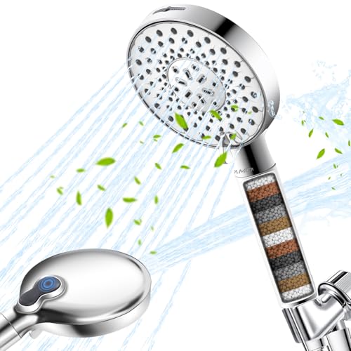 Ryamen Filtered Shower Head with Handheld, High Pressure 9-Spray Modes Detachable Shower Head with Filter for Hard Water-Remove Chlorine & Impurities, Improve Skin & Hair Health, Chrome - Image 1