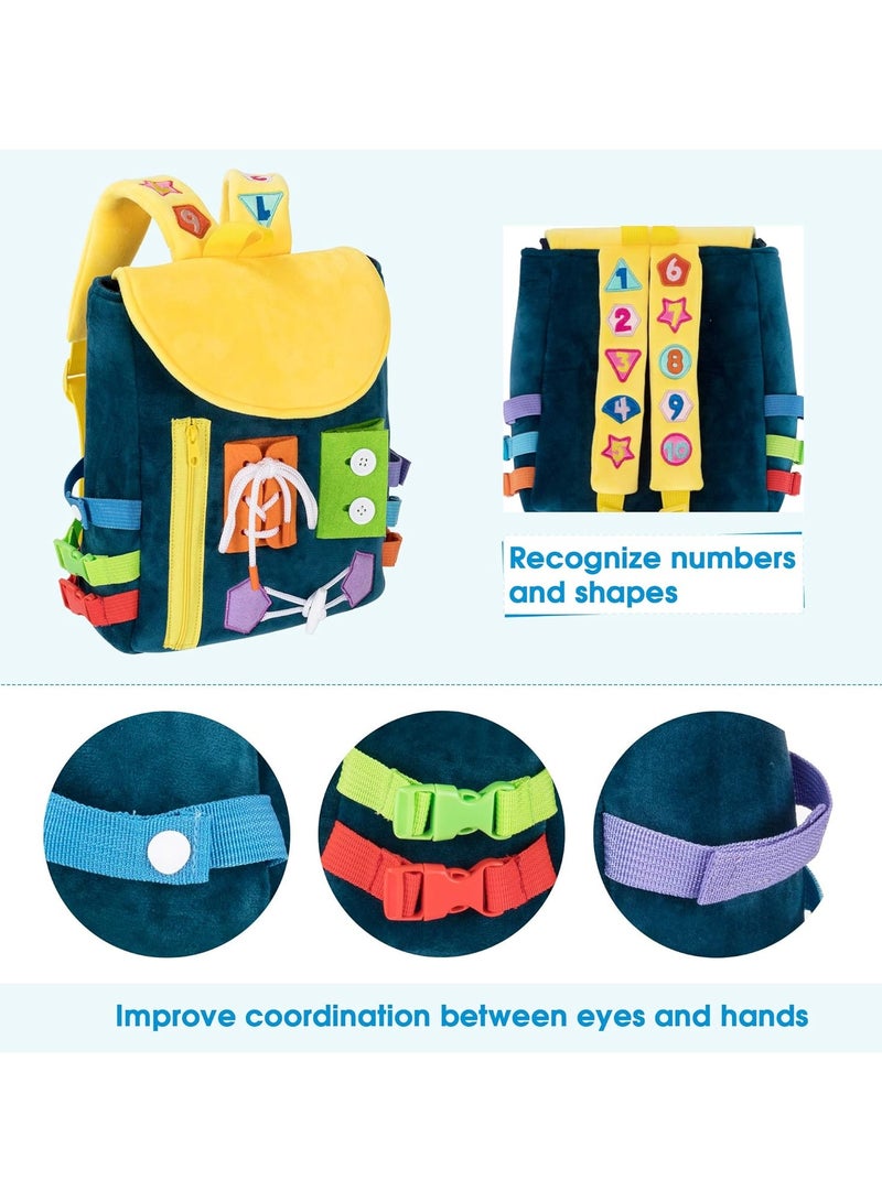 Toddler Backpack with Buckles and Learning Activity Toys Develop Fine Motor Skills and Basic Life Skills Learn to Tie Shoes - Image 2