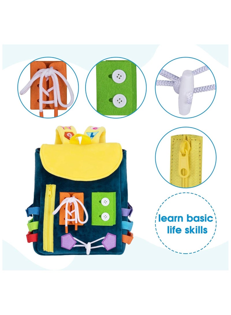 Toddler Backpack with Buckles and Learning Activity Toys Develop Fine Motor Skills and Basic Life Skills Learn to Tie Shoes - Image 3