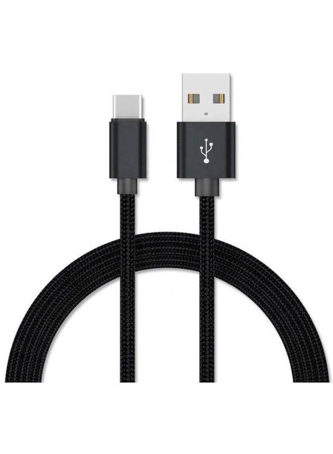 USB-A to USB-C cable 1M | Nylon Braided Fast Charging & Data Sync Cable | Durable Tangle-Free Charger Cord Compatible with iPhone, iPad & Lightning Devices | Black | MG-CB001 - Image 1