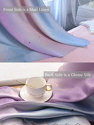 Yancorp Curtains for Girls Bedroom Kids Room Curtain Colorful Window Nursery Curtain 63 inches Length Room Darkening Grommet 2 Layers (Pink Purple, W34 X L63) - Image 5