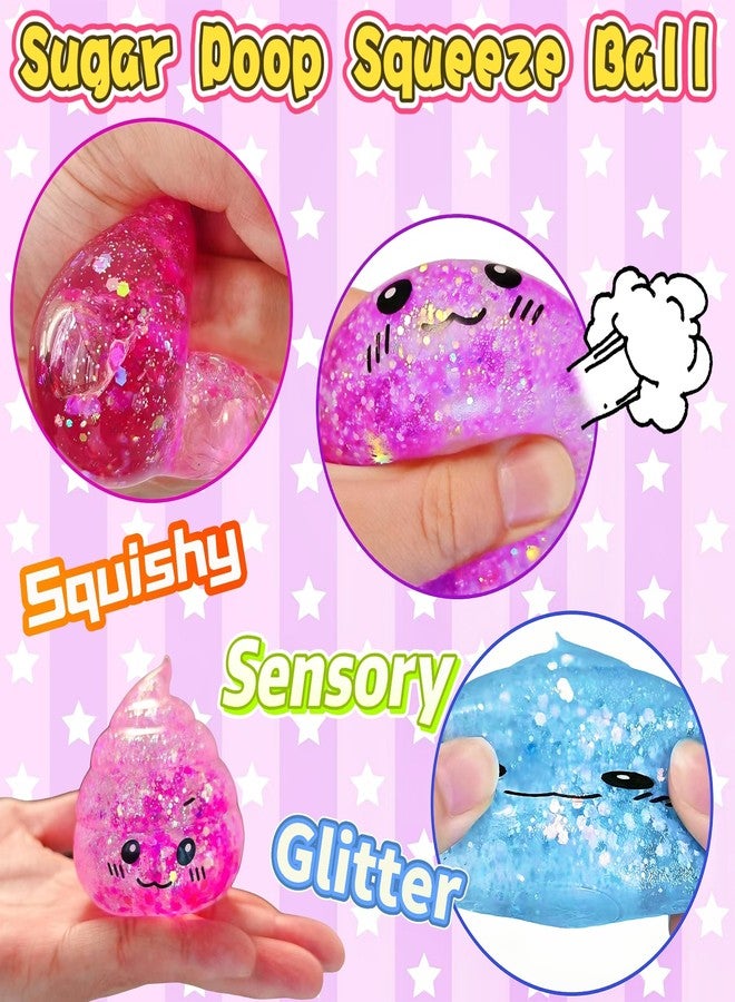 EVDERS 3 Pack Novelty Squishy Poop Stress Balls, 3 Colors Glitter Poops Sensory Joke Prank Toys Anxiety Relief Squeeze Fidget Toy Funny Poop Shape Autism Toy for Adults Teens Kids Party Favor - Image 4