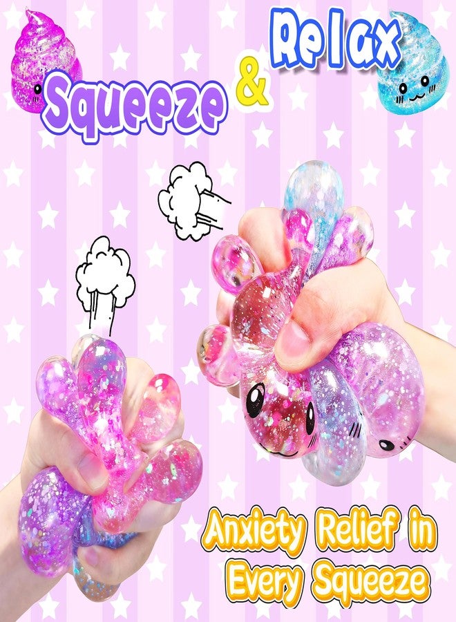 EVDERS 3 Pack Novelty Squishy Poop Stress Balls, 3 Colors Glitter Poops Sensory Joke Prank Toys Anxiety Relief Squeeze Fidget Toy Funny Poop Shape Autism Toy for Adults Teens Kids Party Favor - Image 2