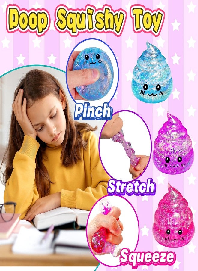 EVDERS 3 Pack Novelty Squishy Poop Stress Balls, 3 Colors Glitter Poops Sensory Joke Prank Toys Anxiety Relief Squeeze Fidget Toy Funny Poop Shape Autism Toy for Adults Teens Kids Party Favor - Image 5