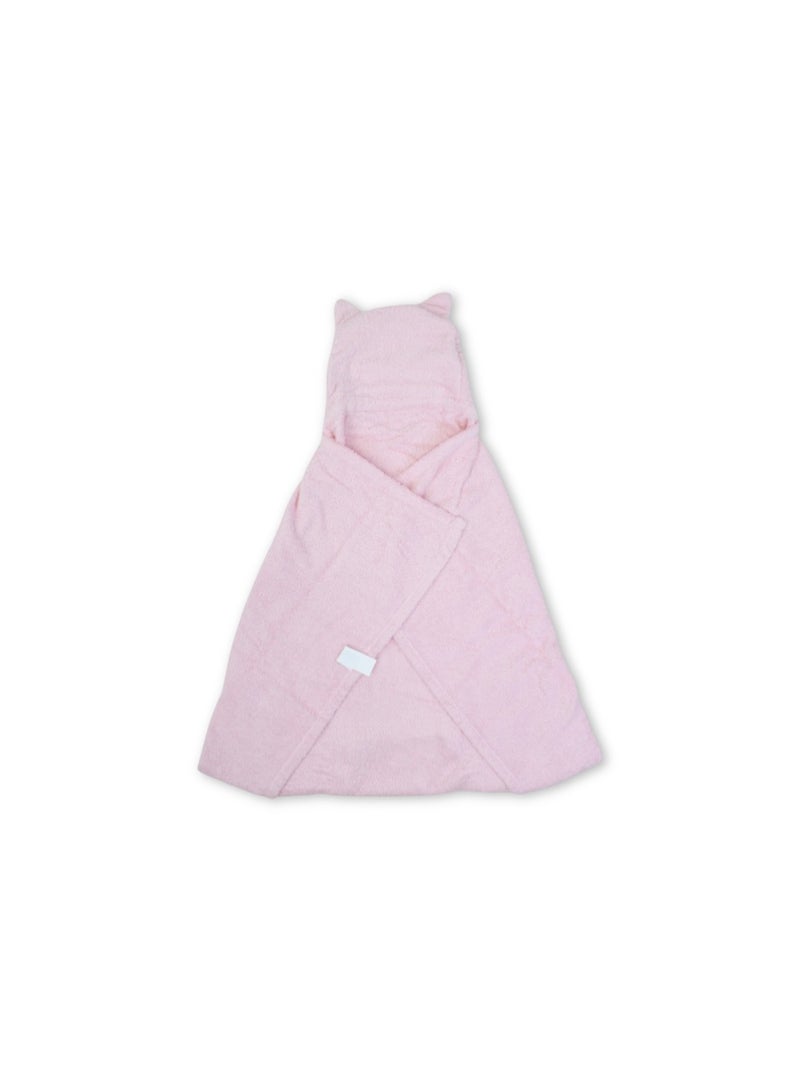 Junior Cotton Baby Hooded Towel – Pink with Cat Design - Image 2