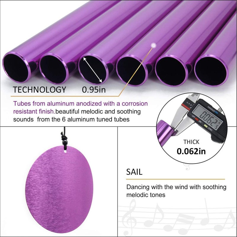 ASTARIN Memorial Wind Chimes Outdoor Large Deep Tone,36 Inch Wind Chimes Unique Tuned Relaxing Soothing Melody,Sympathy WindChimes for Mom,Dad，Garden, Yard, Patio, Porch，Home Decoration and Gift,(Purple) - Image 3