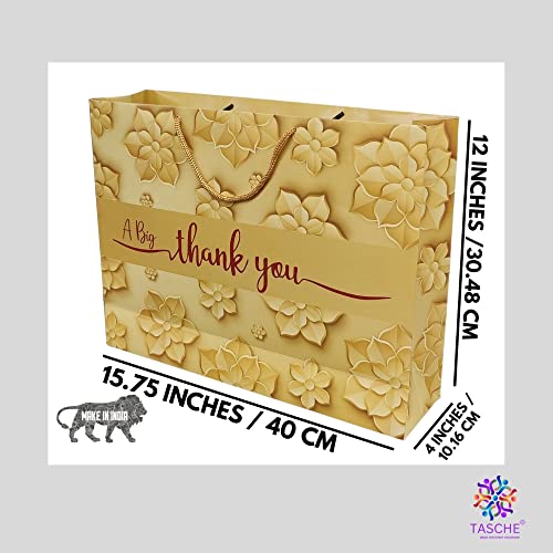 Arrow Paper Products A Big Thank You Golden Design Printed Gift Bags For Gifting | Weddings | Birthday | Holiday Presents (Size 12 X 16 X 4 Inch | Pack of 25) - Image 4