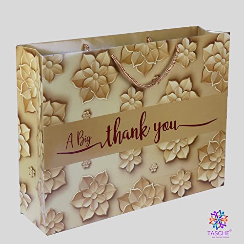 Arrow Paper Products A Big Thank You Golden Design Printed Gift Bags For Gifting | Weddings | Birthday | Holiday Presents (Size 12 X 16 X 4 Inch | Pack of 25) - Image 3