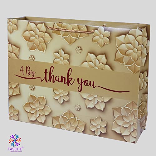 Arrow Paper Products A Big Thank You Golden Design Printed Gift Bags For Gifting | Weddings | Birthday | Holiday Presents (Size 12 X 16 X 4 Inch | Pack of 25) - Image 2