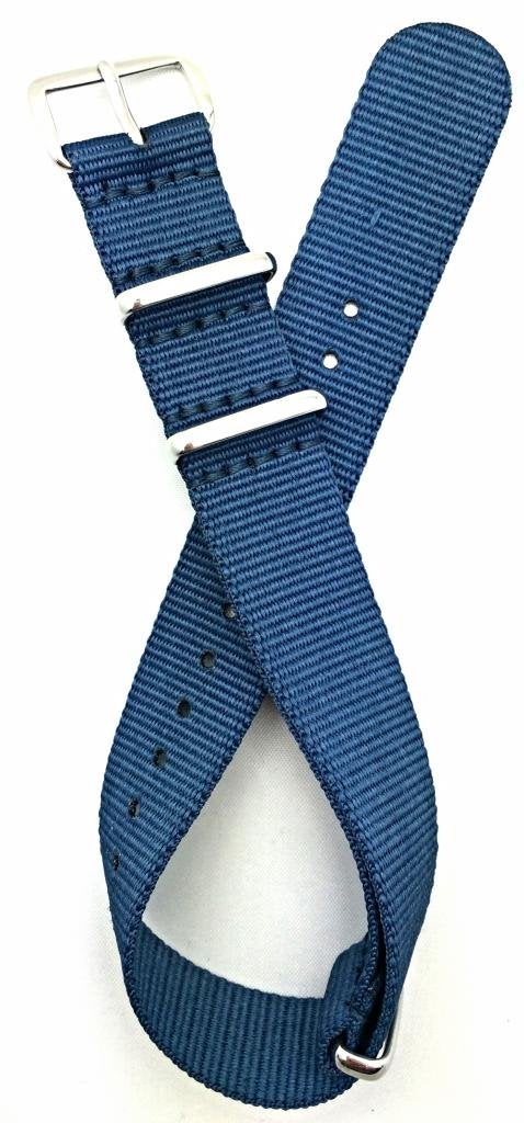 NewLife 18mm Blue Watchband | Vintage Old style Watchstrap Nylon Fabric Replacement Wrist Band that brings to Any Watch (For Men and Women) - Image 1