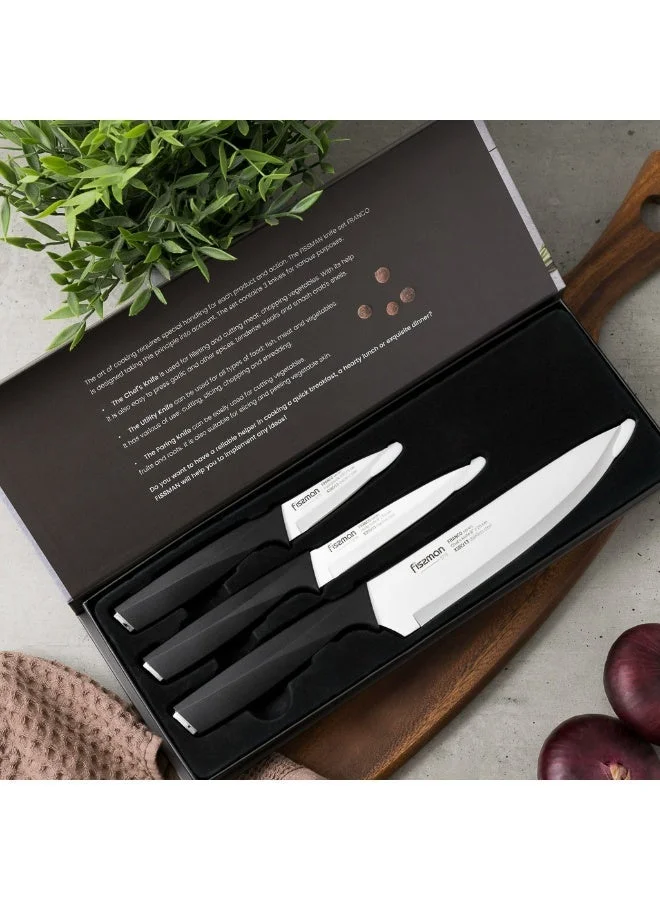 فيسمان 3-Piece Knife Set, Stainless Steel Franco Series 8'' Chef Knife, 5'' Utility Knife, 3.5'' Paring Knife