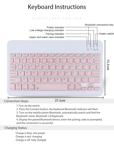 TUNKARMOR Keyboard Case for Samsung Galaxy Tab S10 Ultra / S9 Ultra / S8 Ultra 14.6 inch - with Wireless Detachable Bluetooth Keyboard and Mouse, Built-in Pen Slot, Lightweight and Portable - Pink - Image 3