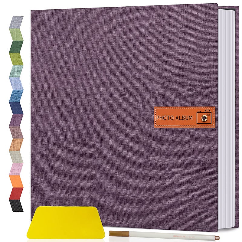 Popotop Large Photo Album Self Adhesive 4x6 5x7 8x10 Scrapbook Album DIY 40 Pages Picture Book gifts for Mom Family Baby and Wedding with Metal Pen and Plastic Board