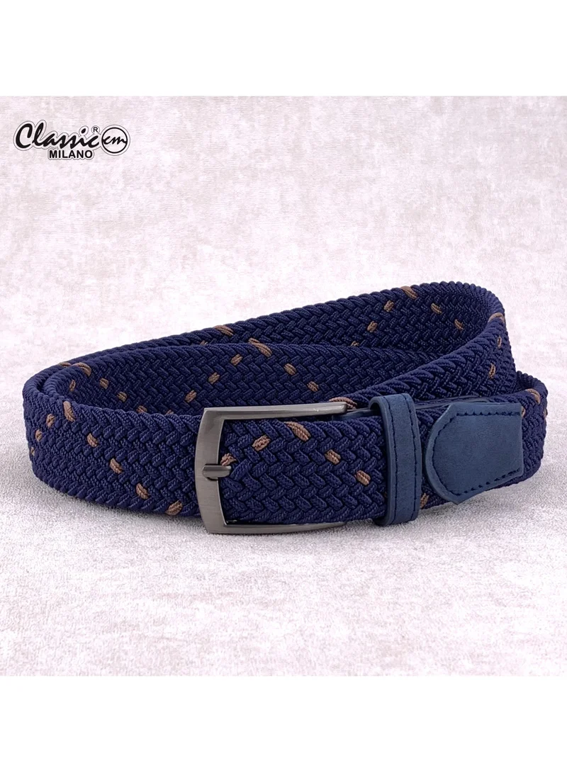 Classic Milano Braided Cotton Elastic Stretch Belt for Men & Women, Woven Canvas Web Belt with Gift Box, Adjustable Men's Belt | Full Length: 110CM (Free Size - Fits up to the waist of 40 Inches / 100 CM)