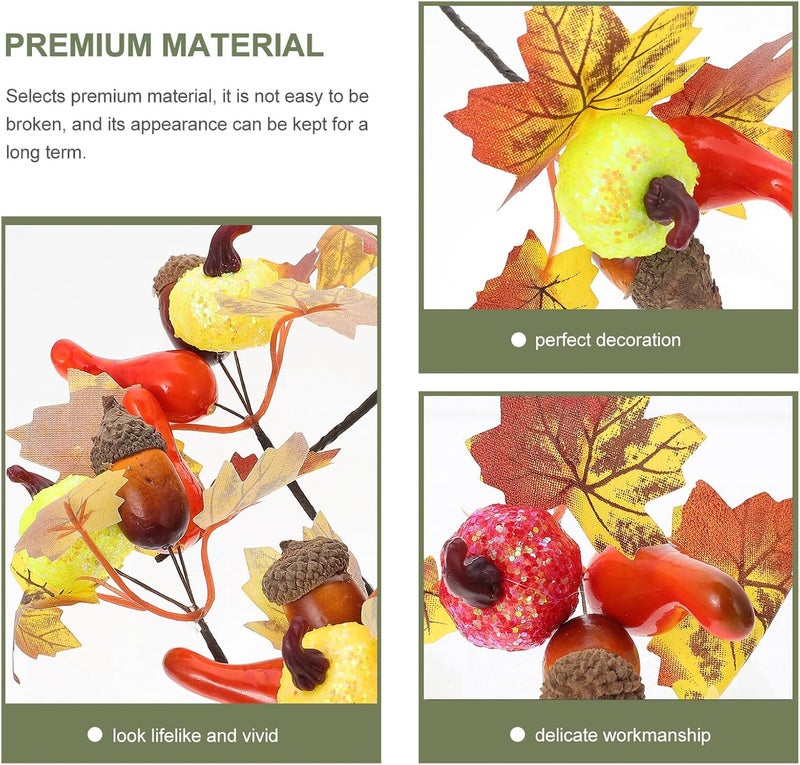 VICASKY 4pcs Thanksgiving Pumpkin Maple Leaf Branches Faux Plants Indoor Autumn Fall Gathering Home Décor Seasonal Arrangement - Image 3