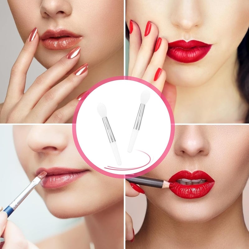 12pcs Silicone Lip Brush Set White Handle Mini Lip Balm Applicators Portable Lipstick Mask Makeup Tools for Travel and Daily Use - Image 4
