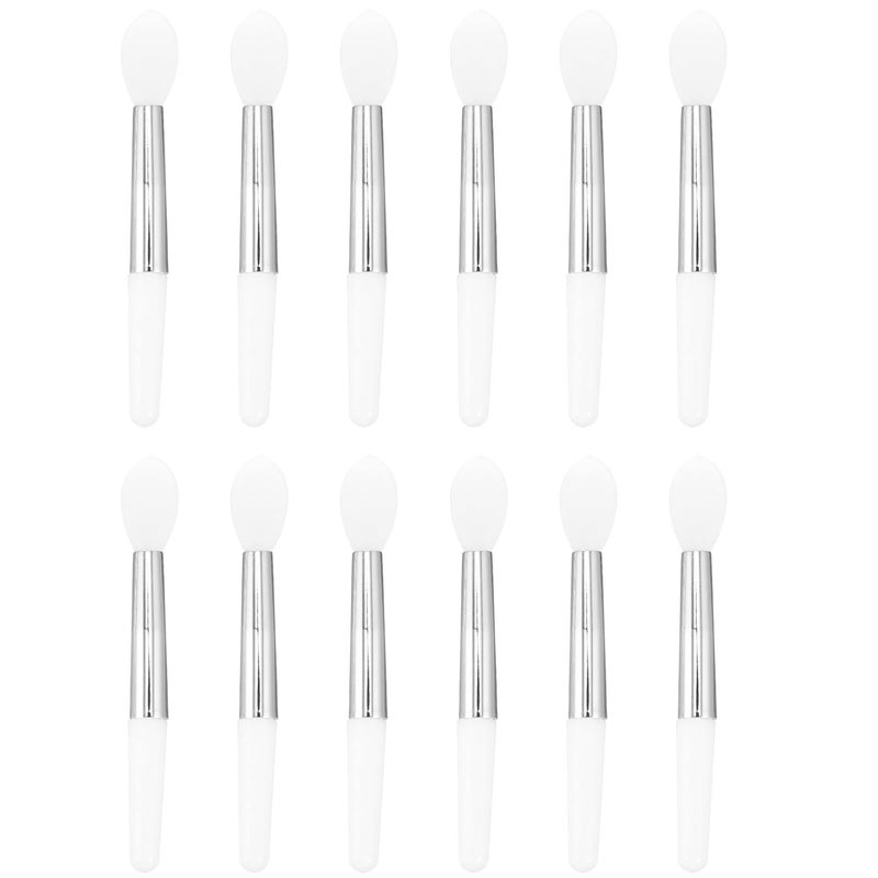 12pcs Silicone Lip Brush Set White Handle Mini Lip Balm Applicators Portable Lipstick Mask Makeup Tools for Travel and Daily Use - Image 1