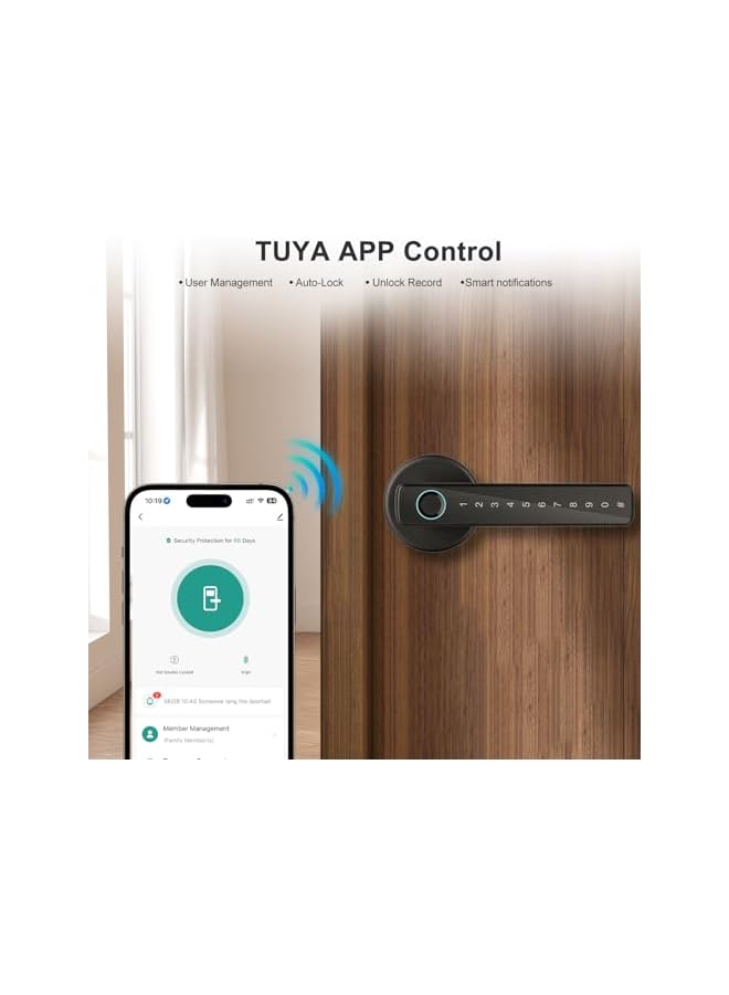 Smart Door Lock with Handle, Keyless Entry via Bluetooth, Tuya APP, 5-IC Cards, Codes, Keys, and Biometric Fingerprint for Home, Apartment, Office, Hotel, Bedroom (CS09) - Image 5