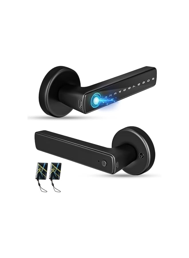 Smart Door Lock with Handle, Keyless Entry via Bluetooth, Tuya APP, 5-IC Cards, Codes, Keys, and Biometric Fingerprint for Home, Apartment, Office, Hotel, Bedroom (CS09) - Image 1