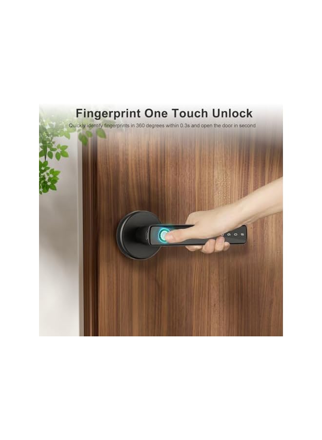 Smart Door Lock with Handle, Keyless Entry via Bluetooth, Tuya APP, 5-IC Cards, Codes, Keys, and Biometric Fingerprint for Home, Apartment, Office, Hotel, Bedroom (CS09) - Image 3