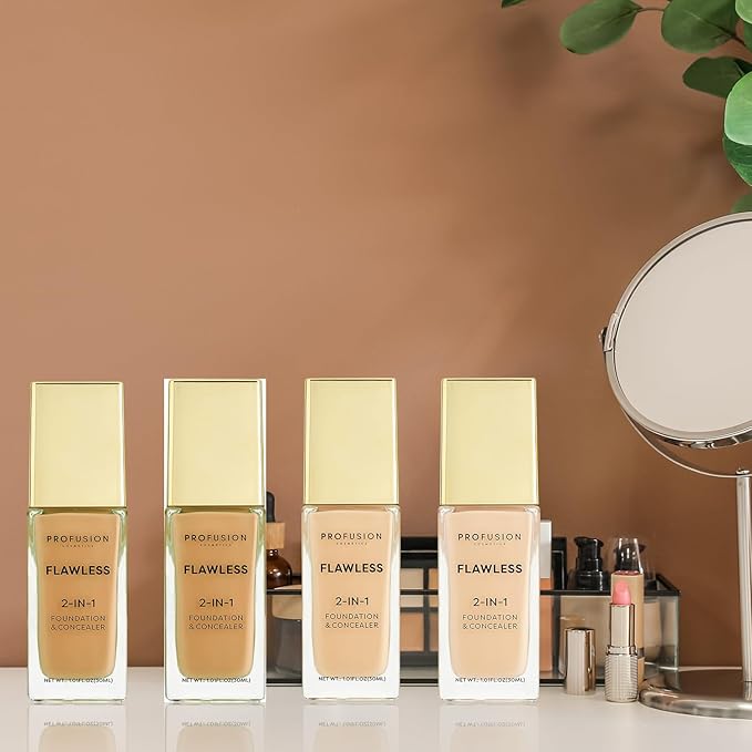 Profusion Cosmetics 2In1 Foundation and Concealer for Light Skin Tone Flawless Full Coverage and Matte Finish with Convenient Solution for Achieving Polished Look Fair Ivory - Image 5