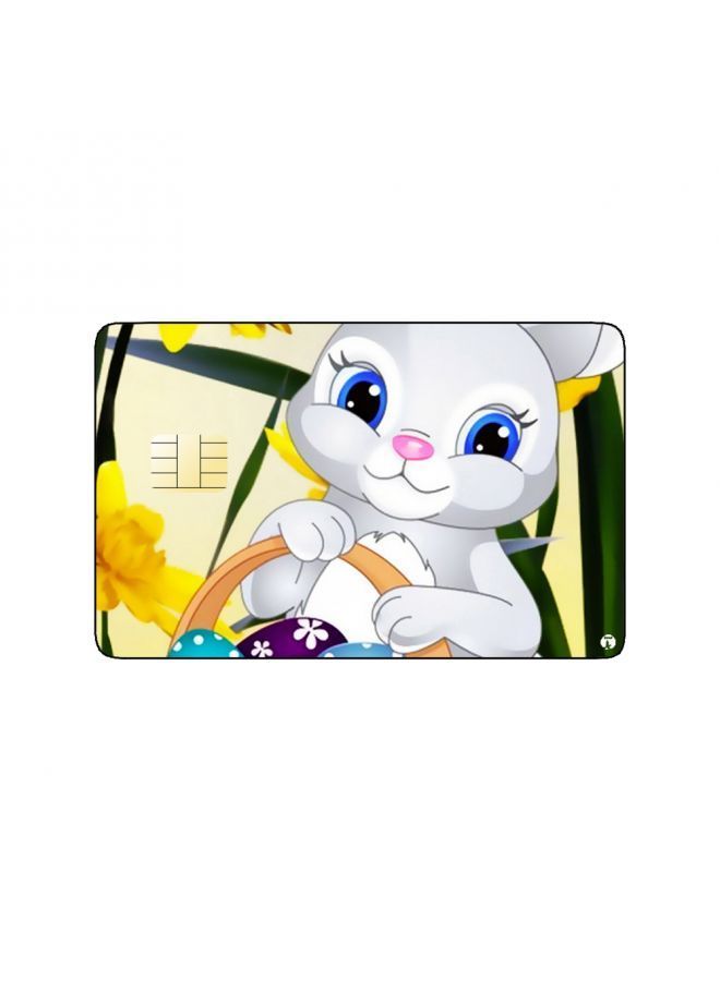 RKN PRINTED BANK CARD STICKER Cute Rabbit Drawing With Eggs Basket - Image 1