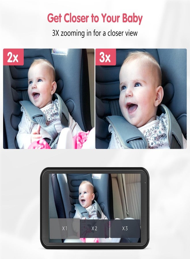 LUCKVIEW BM3 Baby Car Camera, 5.2" 1080P with Video Recording & TF Card, Back Seat Camera with 3X Zoom, 360° Rotation, Easy Installation Baby & Pet Car Monitor - Image 5