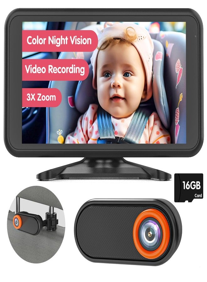 LUCKVIEW BM3 Baby Car Camera, 5.2" 1080P with Video Recording & TF Card, Back Seat Camera with 3X Zoom, 360° Rotation, Easy Installation Baby & Pet Car Monitor - Image 1