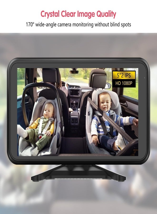 LUCKVIEW BM3 Baby Car Camera, 5.2" 1080P with Video Recording & TF Card, Back Seat Camera with 3X Zoom, 360° Rotation, Easy Installation Baby & Pet Car Monitor - Image 2