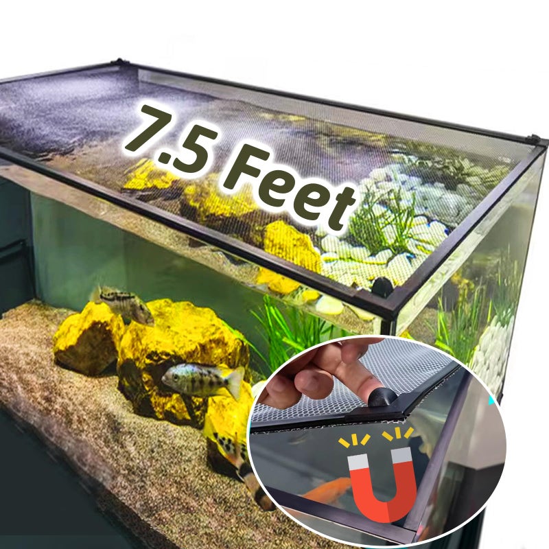 FUYITE 7.5 FT DIY Magnetic Fish Aquarium Anti-Jumping net Cover, Mesh Screen Netting for Fish Aquarium Screen Top Cover, Aquarium Lid Prevents Fish, Reptiles from Jumping Out (7.5 Feet) - Image 1