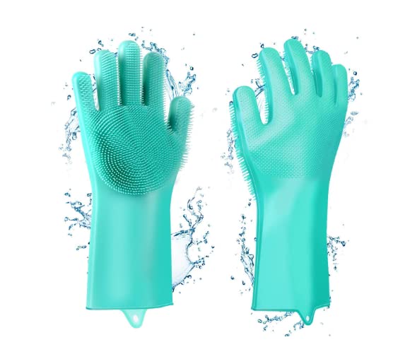 JRJ Silicone Gloves for Dish Washing Pet Grooming Vehicle Washing Microwave Oven Pack of 1 Multicolor Generic JRJ - Image 1