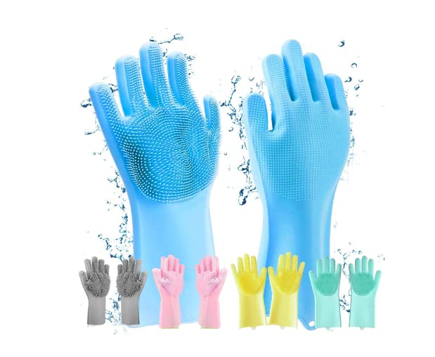 JRJ Silicone Gloves for Dish Washing Pet Grooming Vehicle Washing Microwave Oven Pack of 1 Multicolor Generic JRJ - Image 2