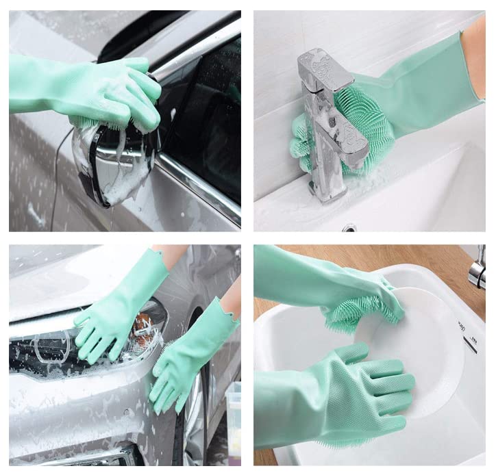 JRJ Silicone Gloves for Dish Washing Pet Grooming Vehicle Washing Microwave Oven Pack of 1 Multicolor Generic JRJ - Image 5