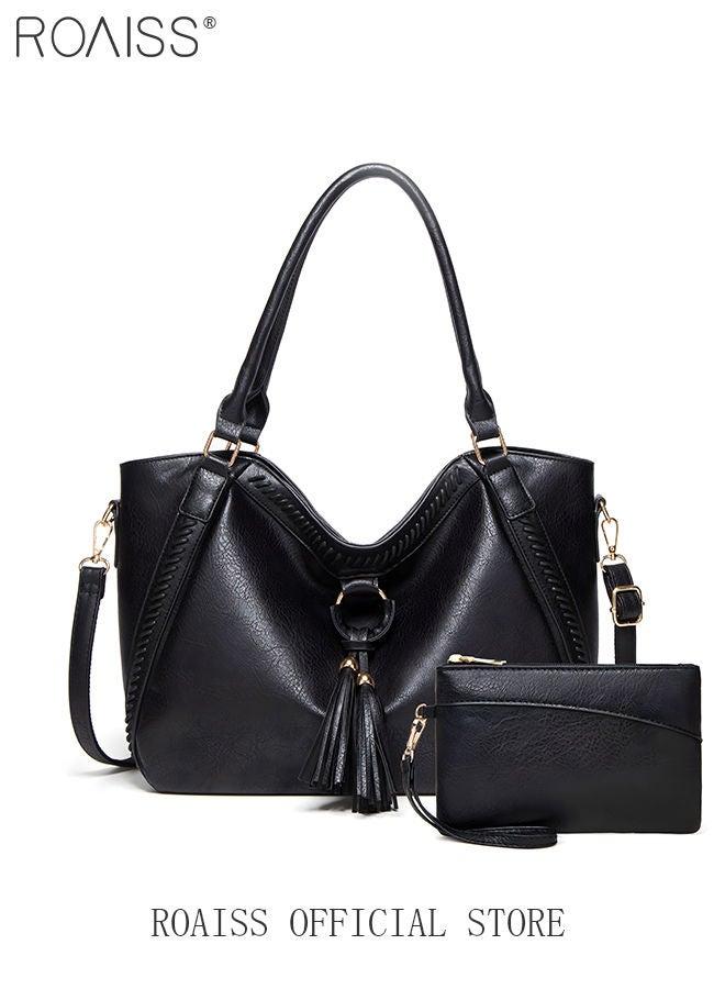 Women's Large Crossbody Bag Set – Waterproof PU Leather Hobo Tote & Shoulder Handbag for Daily Use Travel Work Casual - Image 1