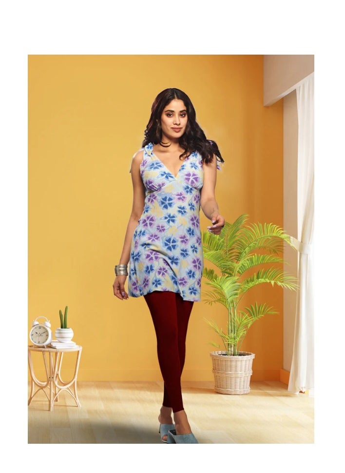Lyra Maroon Ankle Length Leggings | Free Size | Pack of 1  - Image 5