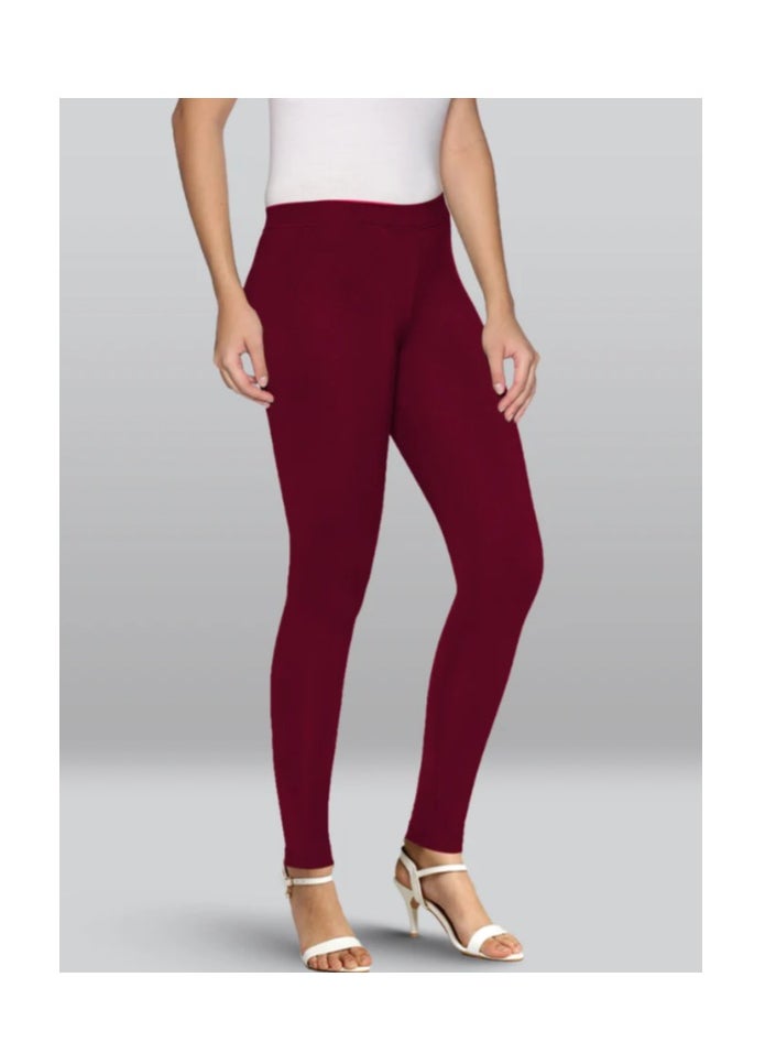 Lyra Maroon Ankle Length Leggings | Free Size | Pack of 1  - Image 3