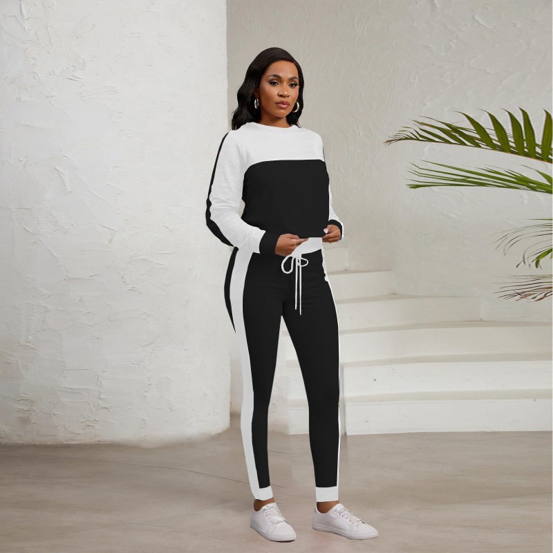 HBQ Womenâ€˜s Color Block 2 Piece Outfits Casual Travel Sweatsuits Lounge Sets 2025 Fall Fashion-Stripe-XXL - Image 4